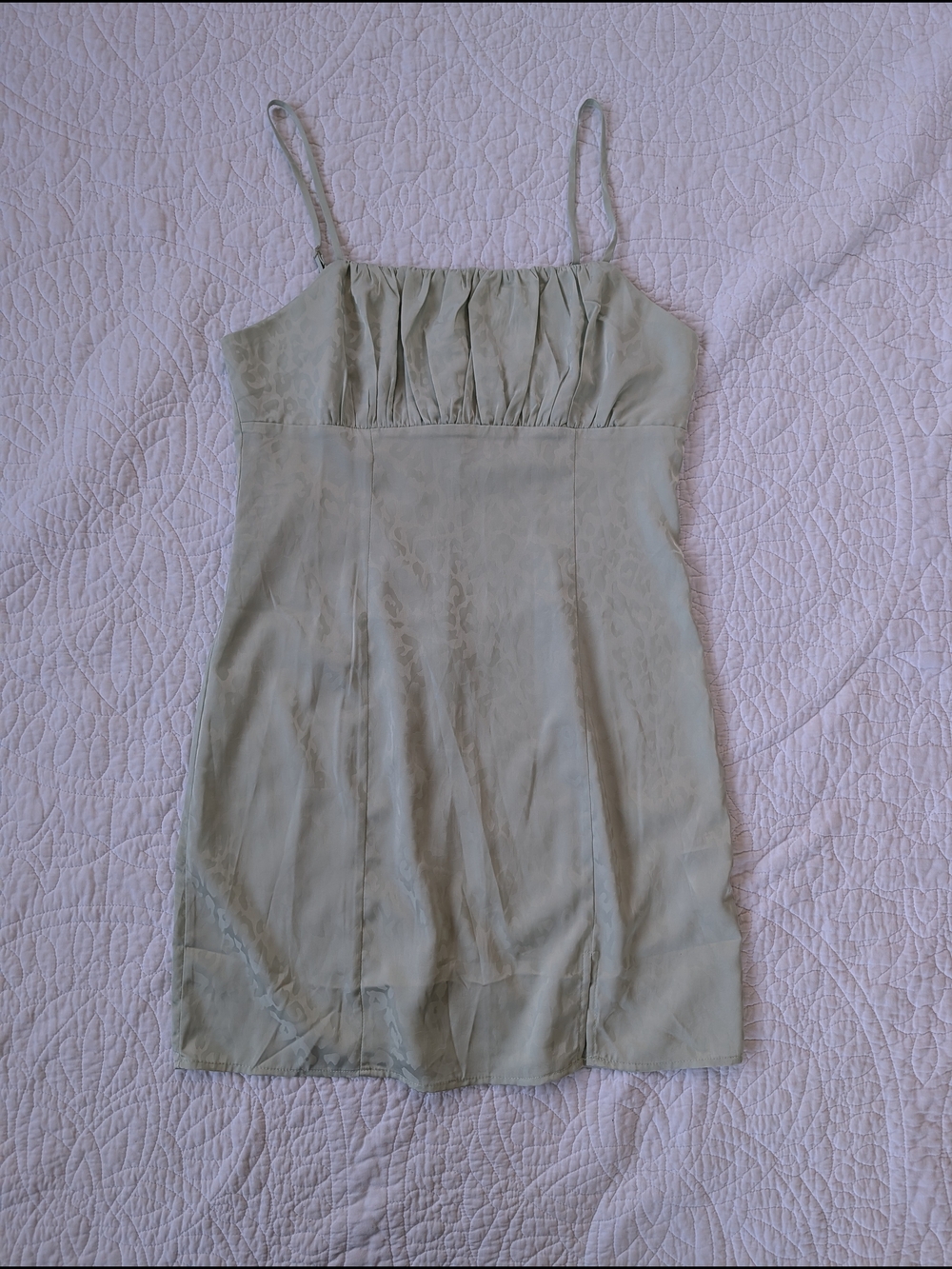 Forever 21 Sage Green Satin Leapord Print Cami Slip Dress